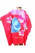 Women Beach Clothing Poncho Top Dress Hot Pink Handpainting Flower Design Handmade Fashion